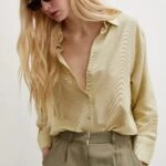 V YAKA DOKULU PAMUK GÖMLEK - SARI