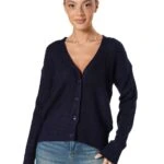 V YAKA İNCE BURGU KEMİK DÜĞME HIRKA - LACİVERT