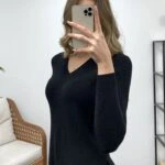 V YAKA KAZAK - SİYAH