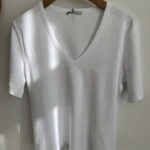 V YAKA KISA KOL PAMUK TİŞÖRT - BEYAZ