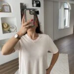 V YAKA KISA KOL VİSKON TRİKO - KREM