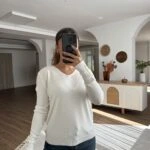 V YAKA KOL DROPLU VİSKON TRİKO - EKRU