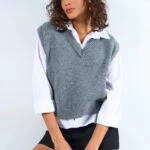 V YAKA MARKA MODEL SÜVETER - GRİ