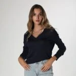 V YAKA TRİKO - LACİVERT