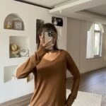 V YAKA VİSKON SALAŞ KAZAK - SÜTLÜ KAHVE