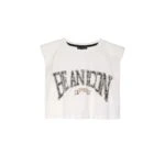 VATKALI BEANİCON YAZI BASKI CROP PAMUK TİŞÖRT - EKRU