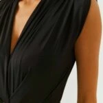 VATKALI KRUVAZE BODYSUİT BLUZ - SİYAH