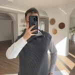 YAKA FERMUAR YAN YIRTMAÇLI YÜN KARIŞIM SÜVETER - FÜME