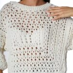 YAKA SIRA TAŞLI PAMUK KISA KAZAK - HAM EKRU