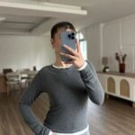 YAKA VE ETEĞİ PARÇALI PAMUK İNCE BLUZ - ANTRASİT