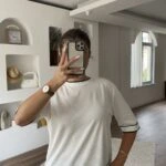 YAKA VE KOL ŞERİT KISA KOL VİSKON TRİKO - EKRU LACİVERT