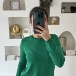 YAKA VE KOL UCU FIFRIR UZUN KOL VİSKON TRİKO - ZÜMRÜT YEŞİL