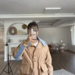 YAKA VE SIRT JEAN DETAY BEL BÜZGÜ KAPAK CEP VİSKON TRENÇ - A.CAMEL