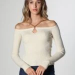 YAKA ZİNCİR DETAY TRİKO - KREM