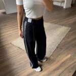 YAN BİYE ŞERİT ARKA BEL LASTİK LİKRALI PANTOLON - LACİVERT