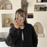 YAN CEPLİ KANCALI BİSİKLET YAKA HIRKA - SİYAH