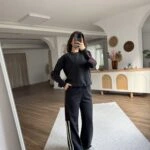 YAN DOKUMA ŞERİT MODAL EŞOFMAN TAKIM - SİYAH