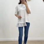 YAN ETEK UCU FİSTO TİŞÖRT - BEYAZ