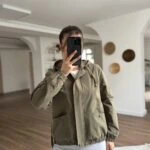 YAN İP AKSESUAR KAPÜŞONLU VİSKON KISA TRENÇ - HAKİ