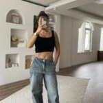 YAN PENSLİ BAGGY JEAN - YIKAMA GRİ