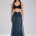 YAN ŞERİT ARKA KUMAŞ MİX JEAN ETEK - SİYAH