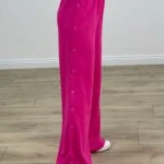 YANLARI ÇITÇITLI BEL LASTİKLİ PANTOLON - FUŞYA