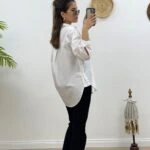 YANLARI DÜĞMELİ PAMUK SALAŞ GÖMLEK - BEYAZ