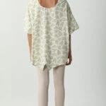 YAPRAK DESEN SIRT PENCERE GÖMLEK - EKRU-YEŞİL