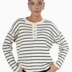 YARI PATLI GOLD DÜĞME ÇİZGİLİ VİSKON TRİKO - KREM