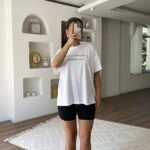 YAZI BASKI SALAŞ PAMUK TİŞÖRT - BEYAZYEŞİL