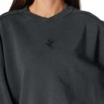 YIKAMA EFEKT KUŞ NAKIŞLI PAMUK SWEAT - ANTRASİT