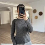 YIKAMALI AJURLU VİSKON TRİKO BLUZ - FÜME