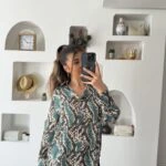 YILAN DESEN V YAKA SATEN GÖMLEK - YEŞİL