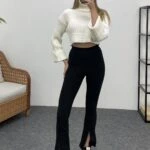 YIRTMAÇ DETAYLI YAYT - SİYAH