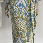 YIRTMAÇLI DESENLİ PAMUK ETEK - MAVİ