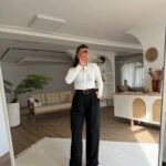 YÜKSEK BEL KEMERLİ PALAZZO VİSKON PANTOLON - SİYAH