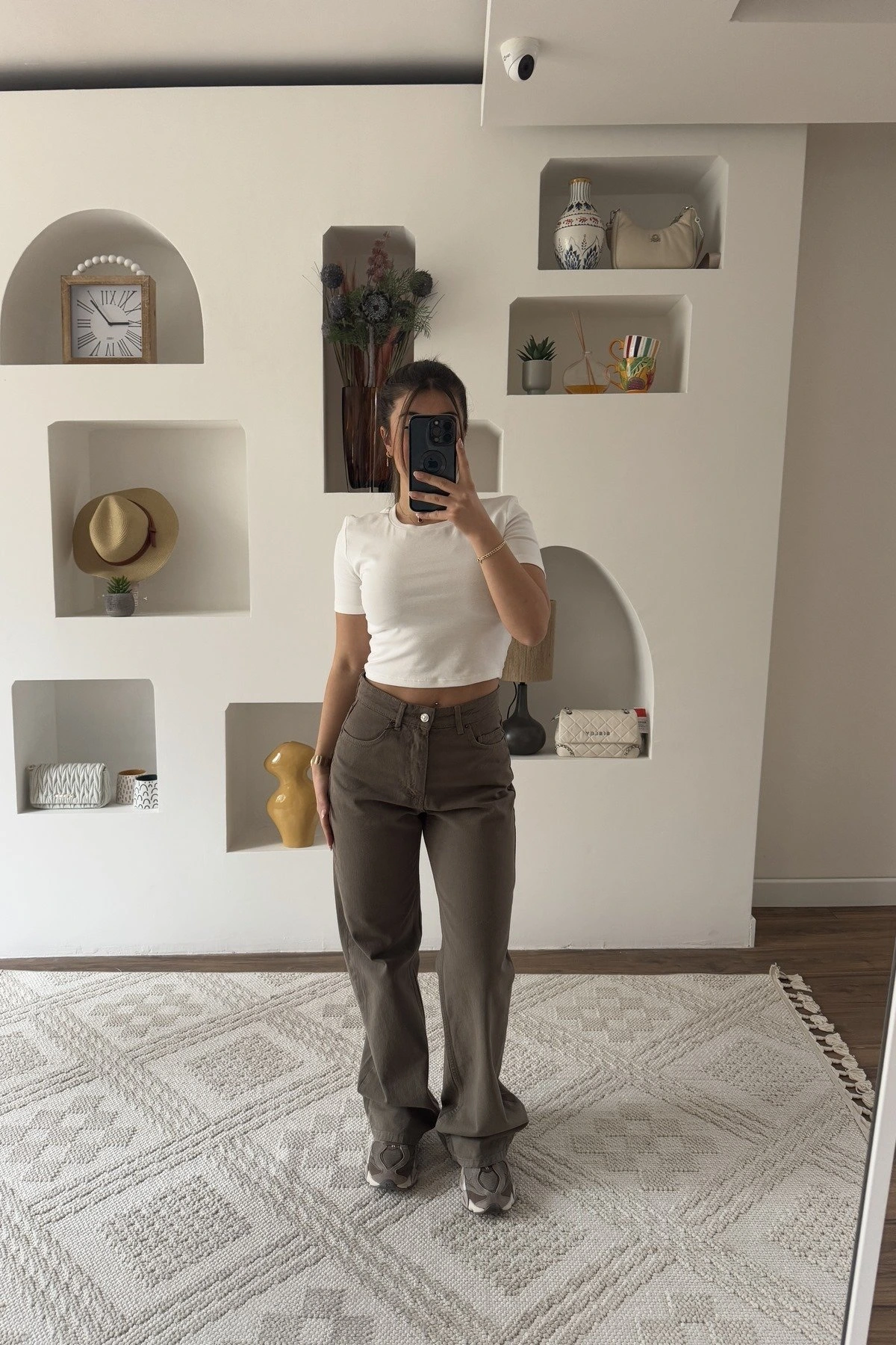 YÜKSEK BEL STRAGHT JEAN - HAKİ - Görsel 1