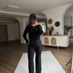 YÜKSEK BEL VİSKON LİKRA KUMAŞ PANTOLON - SİYAH