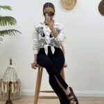 YÜKSEK BEL YIRTMAÇLI TAYT - SİYAH