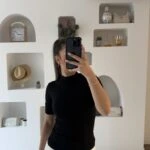 YÜKSEK YAKA VİSKON LİKRALI KISA KOL TİŞÖRT - SİYAH