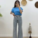 YÜKSEK YIRTMAÇ PALAZZO JEAN - AÇIK MAVİ