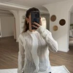 YUMOŞ ŞERİT DETAY AJURLU TRİKO - EKRU