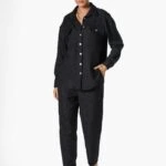 YÜN EFEKT ÇİFT PİLE CEPLİ PANTOLON - SİYAH