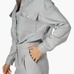 YÜN EFEKT ÇİZGİLİ ÇİFT CEP SALAŞ GÖMLEK - GRİ