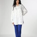 YUVARLAK DESEN SATEN GÖMLEK - BEYAZ