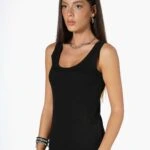 YUVARLAK YAKA FİTİLLİ PAMUK ATLET - SİYAH