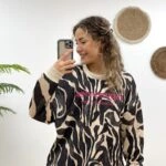 ZEBRA DESEN YAZI NAKIŞLI SWEA - BEJ