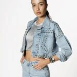 ZIMBALI SIRT DÜĞME KISA KOT CEKET - MAVİ