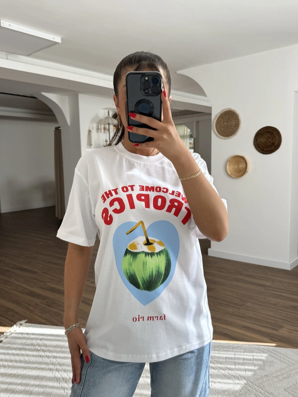 ZR MARKA TROPİCS YAZI MEYVE BASKI PAMUK TİŞÖRT - BEYAZ - Görsel 1