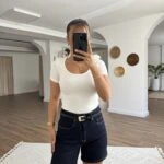 ZR MARKA YÜKSEK BEL JEAN ŞORT - KOYU LACİVERT